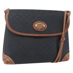 Authentic GUCCI Micro GG Supreme Shoulder Bag PVC Black Gold 007 92 5548